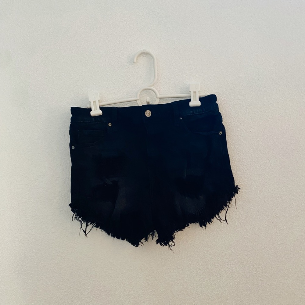 distressed black denim cut offs